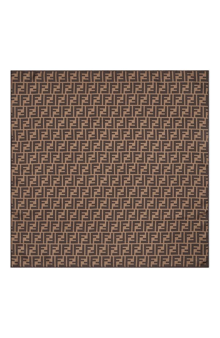 Women's Fendi Fendirama Silk Square Scarf, Size - Black