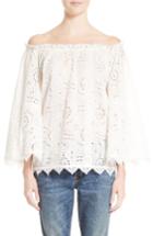 Women's Burberry Thistle Eyelet Lace Off The Shoulder Blouse