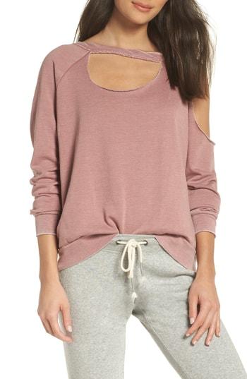 Women's The Laundry Room Colder Destroyed Sweatshirt - Burgundy