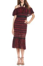 Women's Foxiedox Stella Off The Shoulder Lace Midi Dress - Red