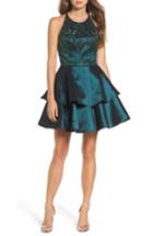 Women's Sean Collection Beaded Tiered Fit & Flare Dress - Green
