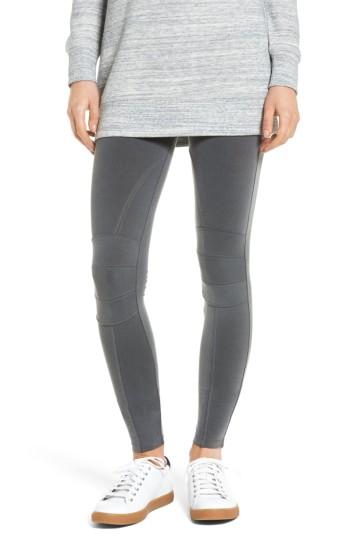 Women's David Lerner Stitched Moto Leggings - Grey