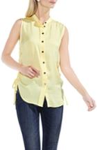 Women's Vince Camuto Sleeveless Side Drawstring Rumple Blouse, Size - Yellow