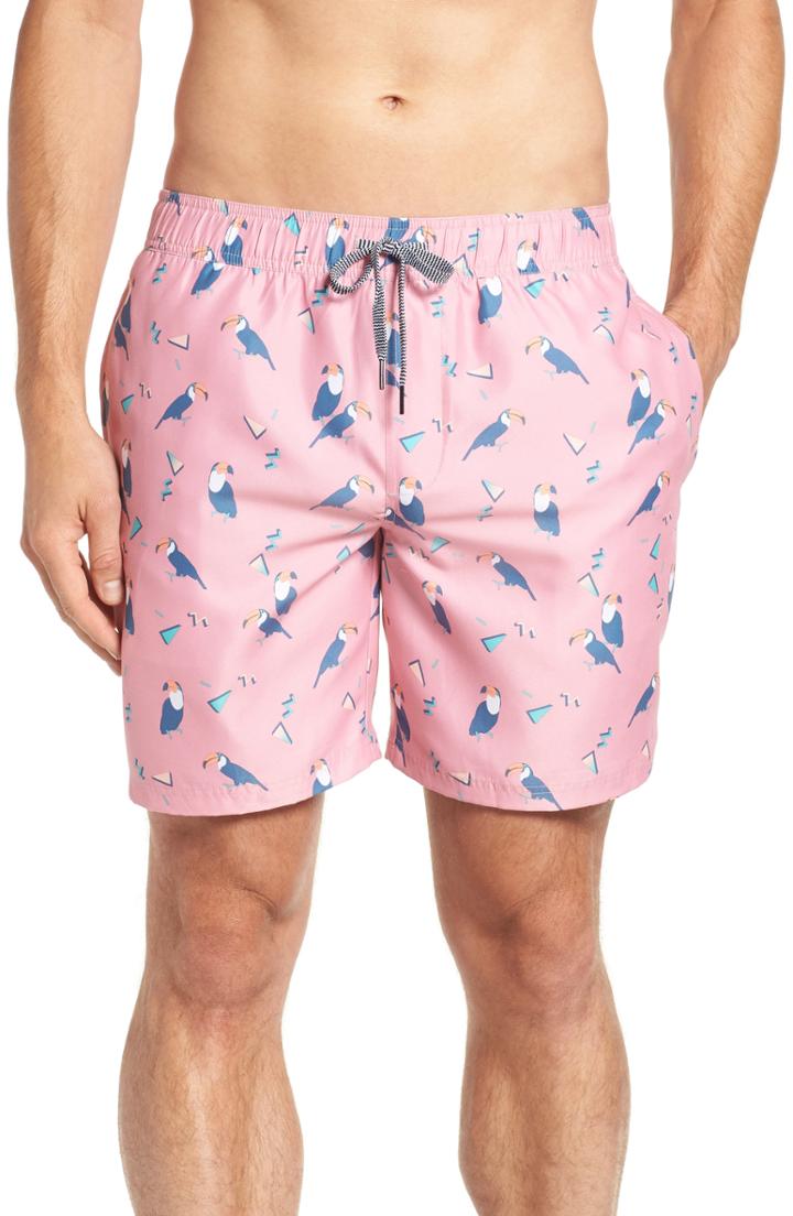 Men's The Rail Print Swim Trunks - Pink