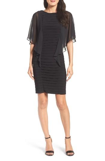 Women's Adrianna Papell Chiffon Sleeve Banded Sheath Dress - Black