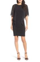 Women's Adrianna Papell Chiffon Sleeve Banded Sheath Dress - Black