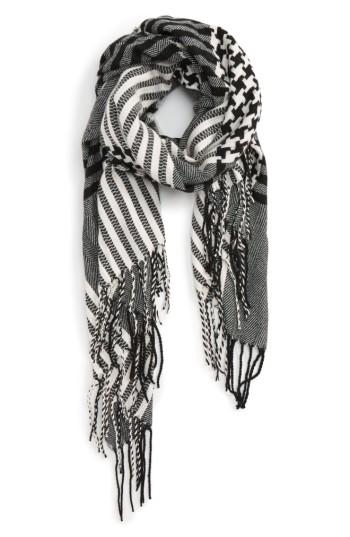 Women's Accessory Collective Houndstooth Plaid Scarf, Size - Black