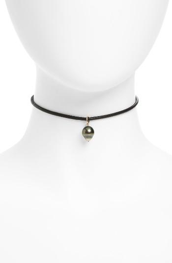 Women's Mizuki Black Sea Of Beauty Leather & Pearl Choker