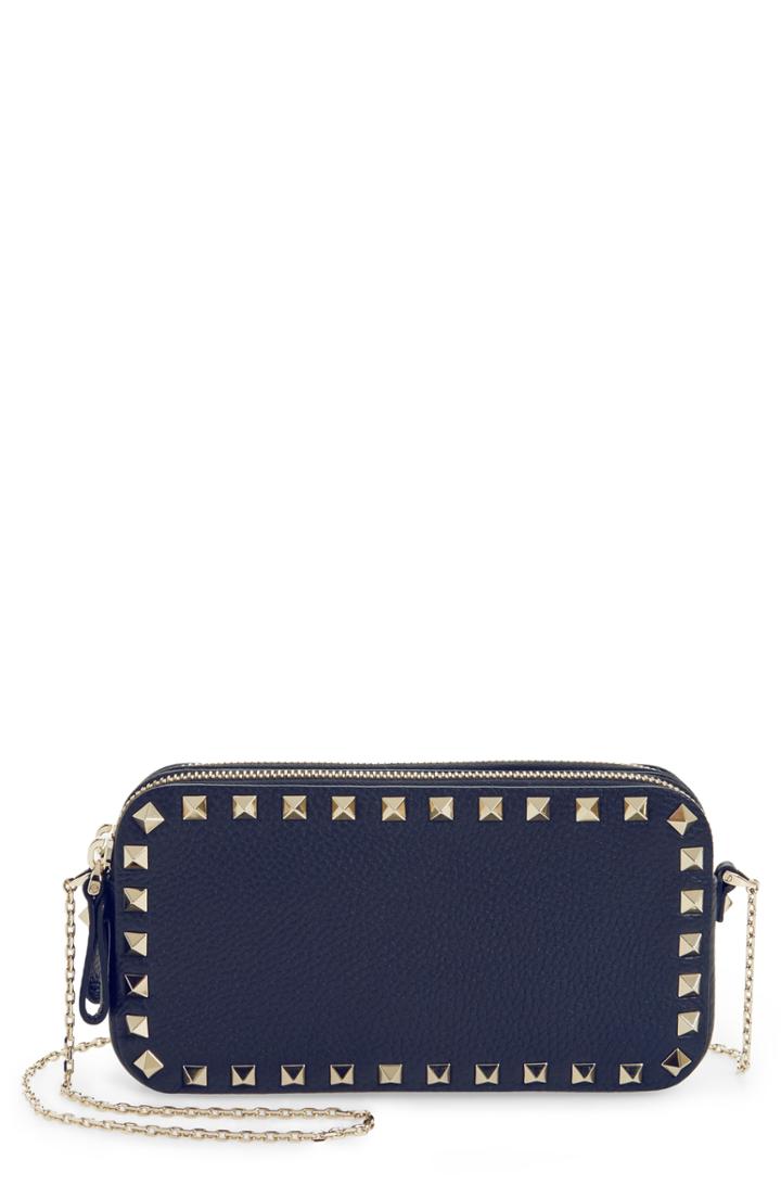 Valentino Garavani Rockstud Leather Pouch - Blue