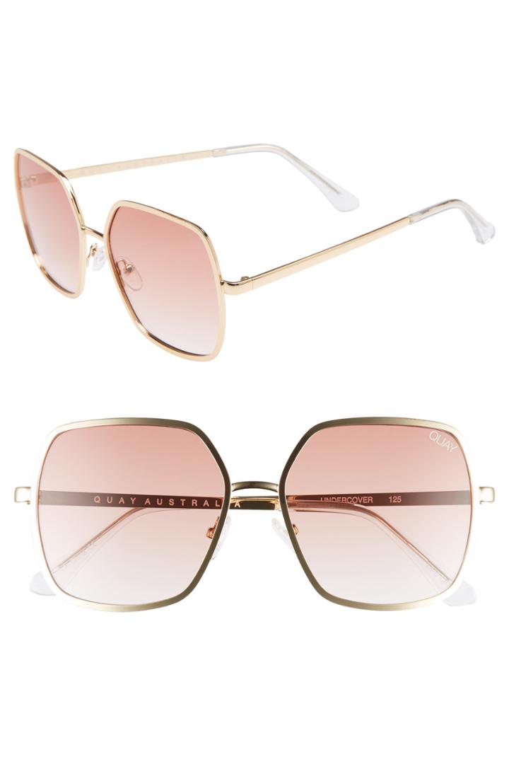 Women's Quay Australia 57mm Square Sunglasses - Gold/ Peach
