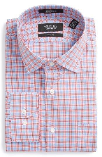 Men's Nordstrom Men's Shop Trim Fit Check Dress Shirt .5 32/33 - Red