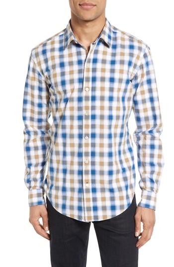 Men's Boss Robbie Sharp Fit Check Sport Shirt - Blue