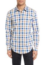 Men's Boss Robbie Sharp Fit Check Sport Shirt - Blue