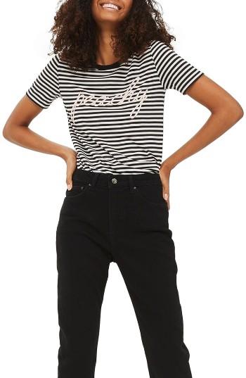 Women's Topshop Peachy Stripe Tee Us (fits Like 0) - Black