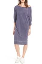 Women's Treasure & Bond Off The Shoulder Fleece Knit Dress, Size - Blue