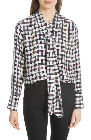 Women's Equipment Luis Tie Neck Check Silk Blouse - Blue
