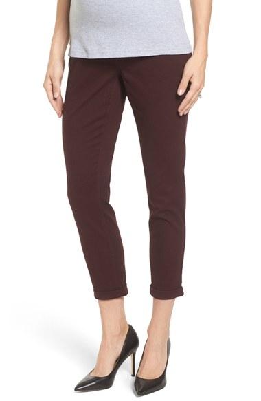 Women's 1822 Denim Crop Skinny Maternity Jeans - Red