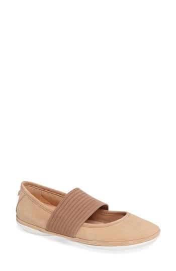 Women's Camper 'right Nina' Leather Ballerina Flat - Beige