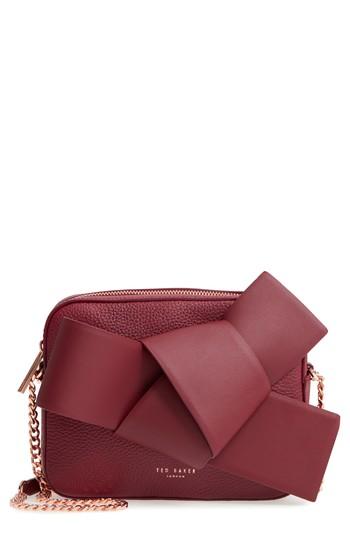 Ted Baker London Giant Knot Leather Camera Bag - Burgundy