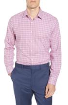 Men's Nordstrom Men's Shop Tech-smart Trim Fit Stretch Windowpane Dress Shirt .5 32/33 - Purple