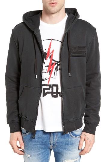 Men's True Religion Brand Jeans Raw Edge Zip Hoodie