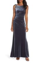 Petite Women's Vince Camuto Embellished Gown - Grey