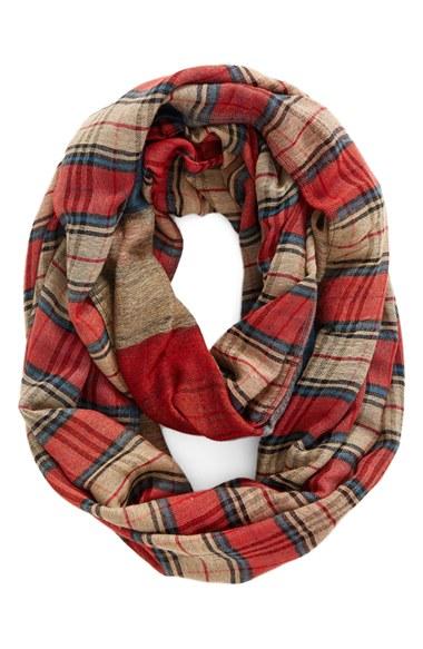 Women's Bp. Plaid Infinity Scarf, Size - Blue