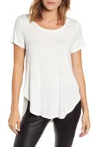 Women's Halogen Short Sleeve Shirttail Tee, Size - Ivory