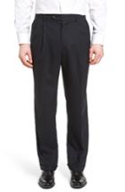 Men's Berle Pleated Solid Wool Trousers X 34 - Blue