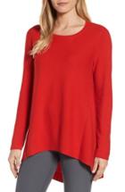 Women's Eileen Fisher Organic Cotton Tunic Sweater, Size - Red