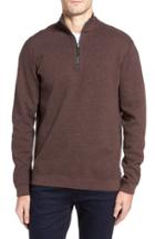 Men's Tommy Bahama Flip Side Reversible Quarter Zip Twill Pullover, Size - Brown