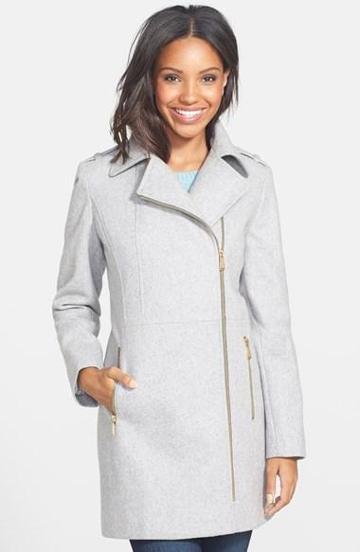 Michael Michael Kors Asymmetrical Wool Blend Coat (online Only)