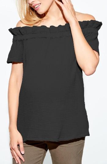 Women's Maternal America Off The Shoulder Maternity Top - Black