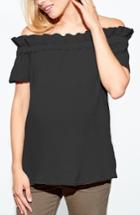 Women's Maternal America Off The Shoulder Maternity Top - Black