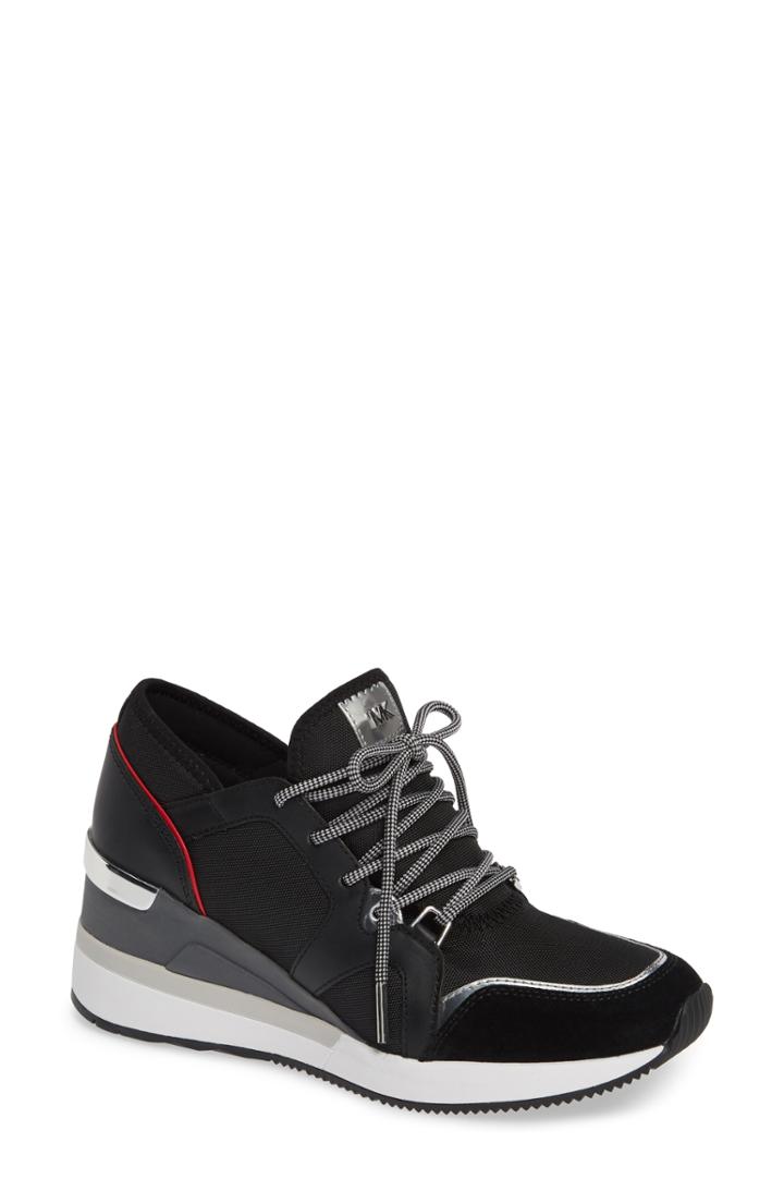 Women's Michael Michael Kors Scout Trainer Wedge Sneaker .5 M - Black