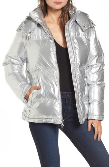 Women's Kendall + Kylie Shiny Puffer Jacket - Metallic