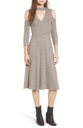Women's Soprano Choker Neck Cold Shoulder Midi Dress