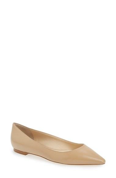 Women's Jimmy Choo 'romy' Pointy Toe Flat .5us / 34.5eu - Beige