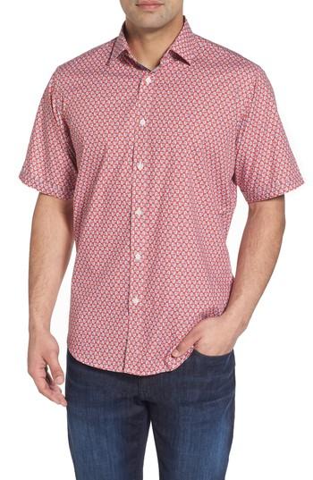 Men's Bugatchi Classic Fit Seagull Print Sport Shirt - Orange