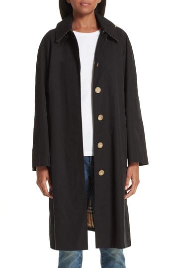 Women's Burberry Richmond Tropical Gabardine Car Coat With Detachable Hood - Black