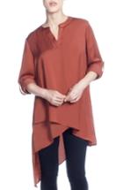 Women's Catherine Catherine Malandrino Roll Sleeve High/low Blosue - Brown