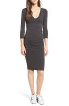 Women's James Perse V-neck Ruched Dress - Grey