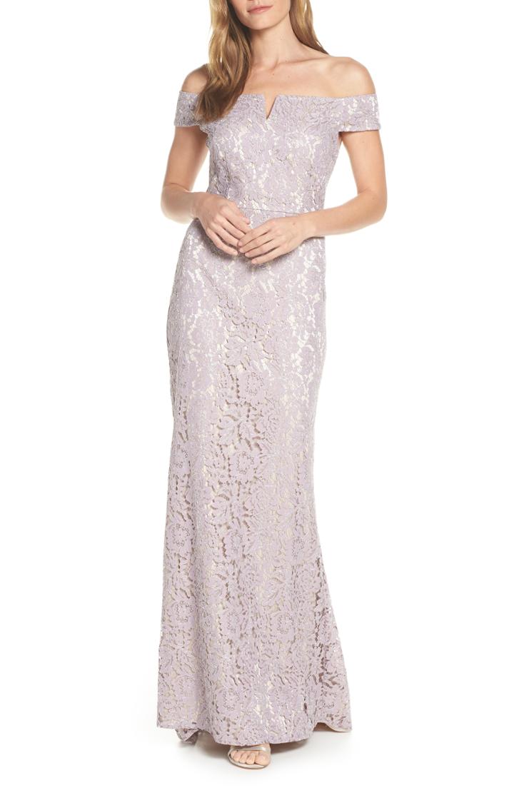 Women's Vince Camuto Off The Shoulder Lace Evening Dress - Purple