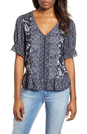 Women's Lucky Brand Batik Border Top - Black