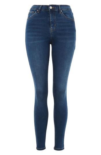 Women's Topshop Jamie High Rise Ankle Skinny Jeans X 32 - Blue
