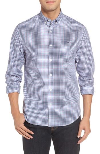 Men's Vineyard Vines Tucker Porter Square Slim Fit Plaid Sport Shirt, Size - Blue
