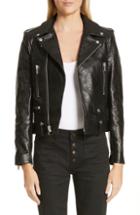 Women's Saint Laurent Classic Leather Moto Jacket Us / 38 Fr - Black
