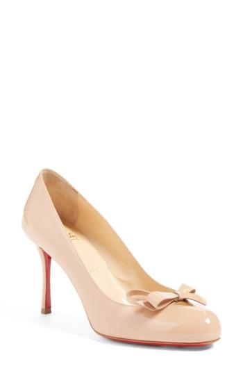 Women's Christian Louboutin Vinodo Bow Cutout Pump Us / 35eu - Beige