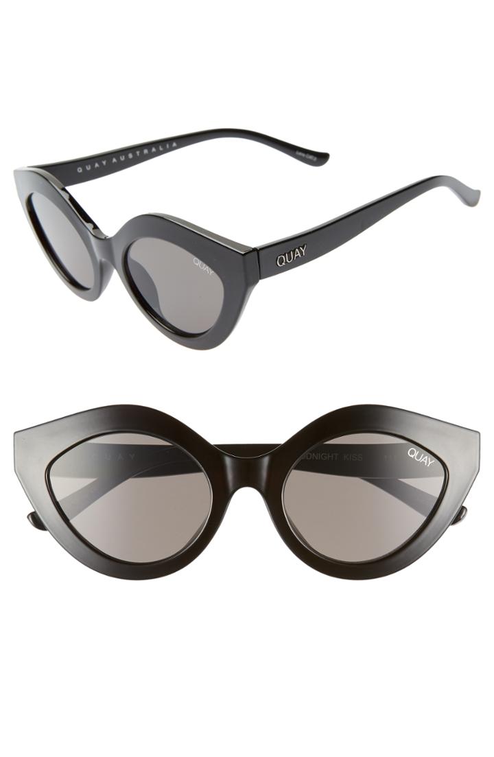 Women's Quay Australia Goodnight Kiss Cat Eye Sunglasses - Black / Smoke