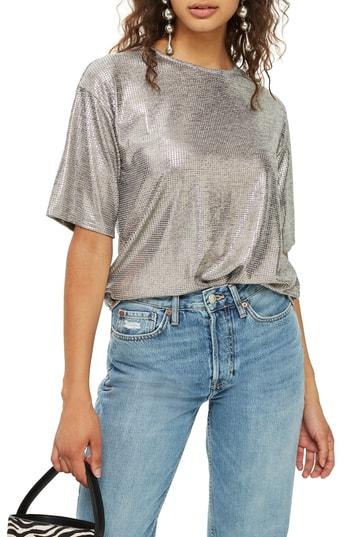 Women's Topshop Oversized Foil Tee